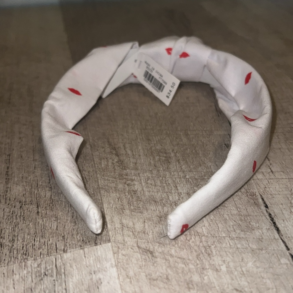 NEW J. Crew White Headband with Red Lips - Picture 6 of 7